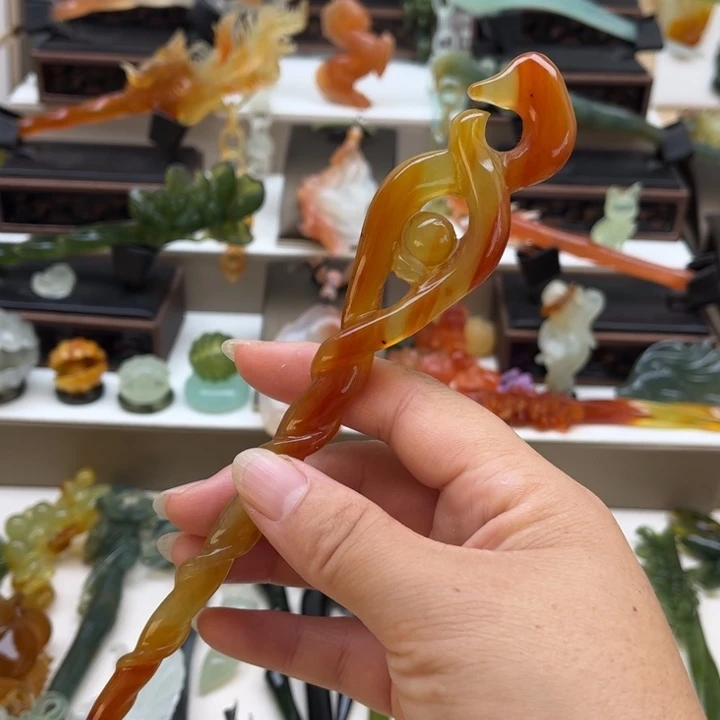 蛇纹石玉未镶嵌岫玉发簪