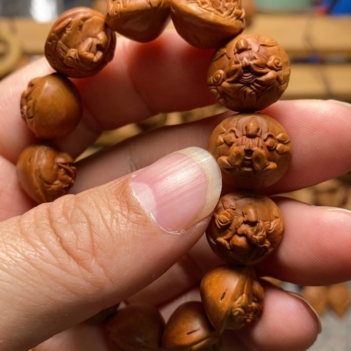 桃核雕刻无相佛手串