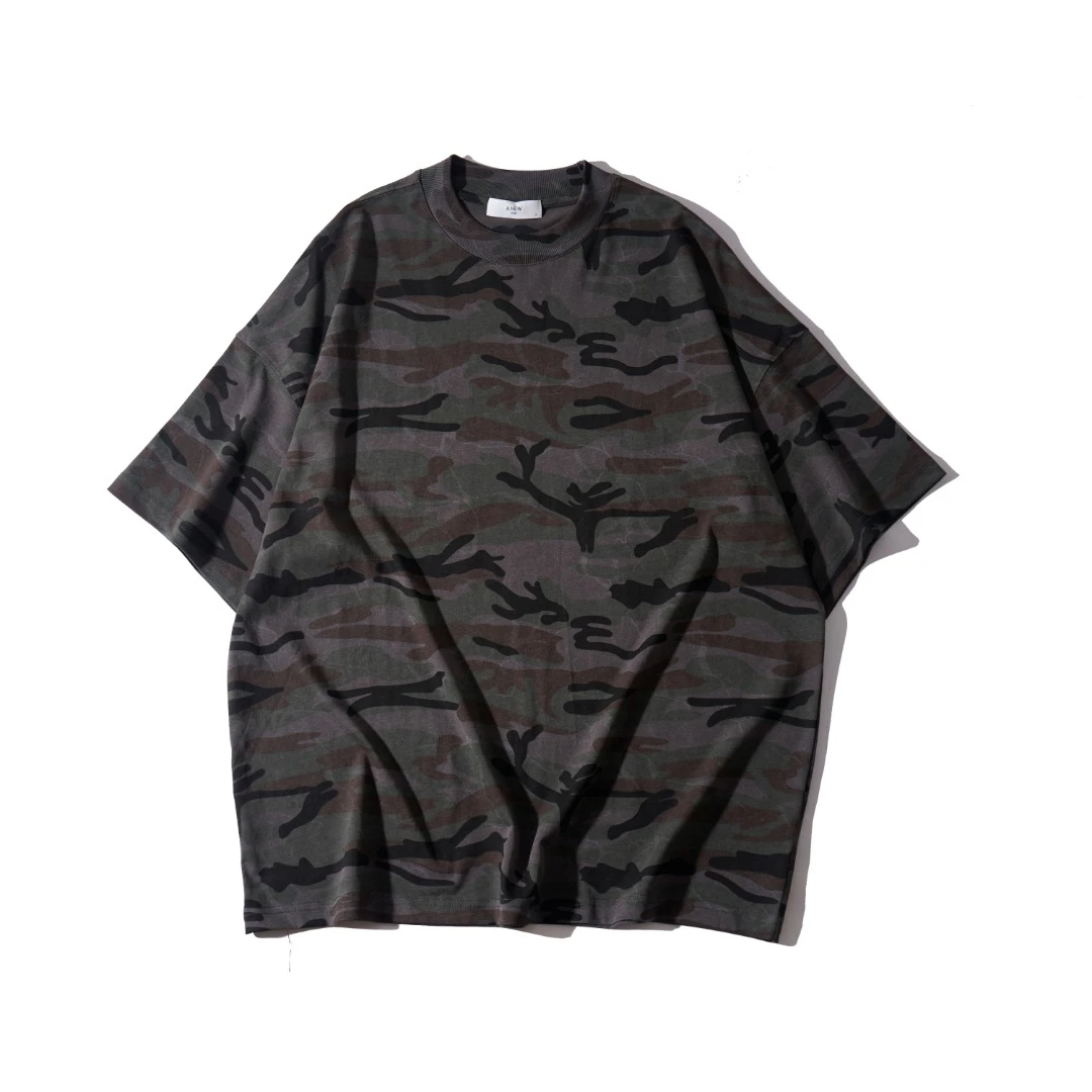 迷彩经典百搭圆领宽松短袖 1048