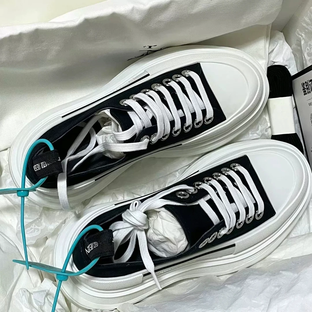 夕麦昆小牛皮高帮鞋2025春夏新款厚底增高百搭休闲运动鞋通用极简