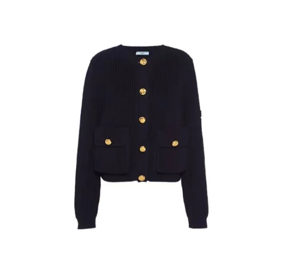 未使用 Prada/普拉达 纽扣刻印logo羊毛开衫