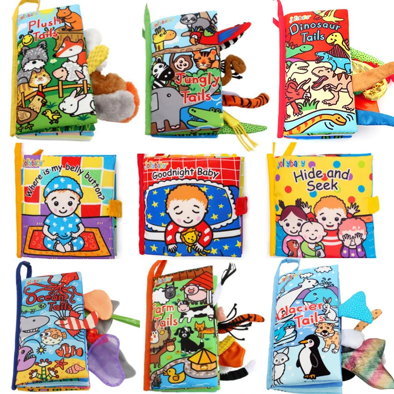 Jollybaby立体尾巴布书早教婴儿撕不烂6-12个月宝宝玩具益智