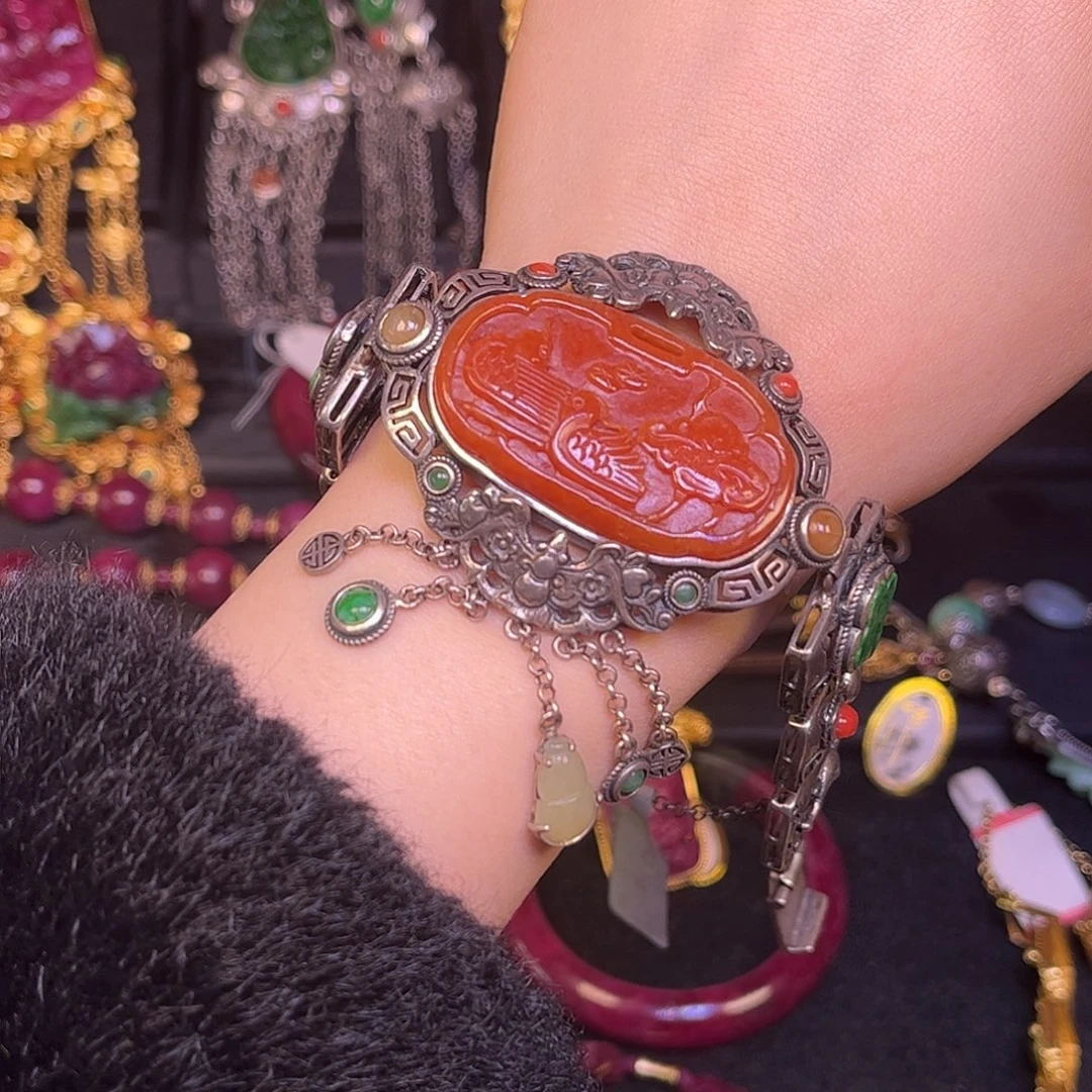 翡翠银S925镶嵌手链