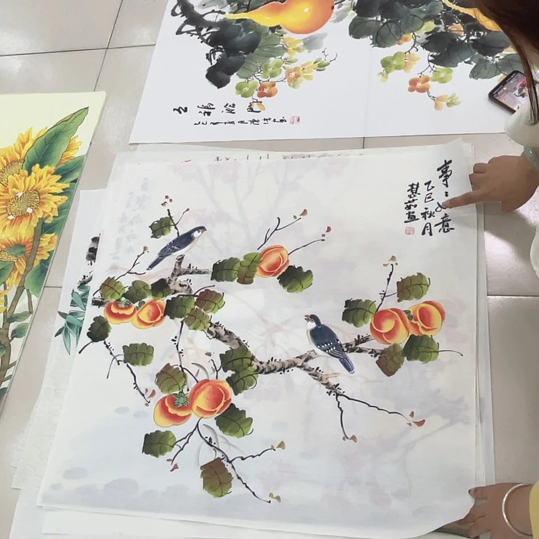 国画纯手绘山水花鸟