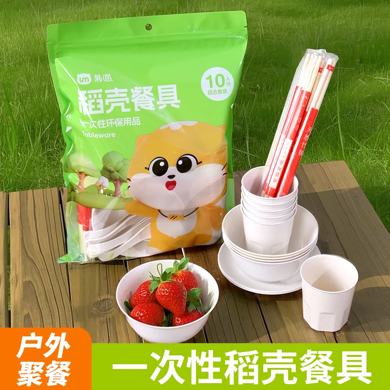 户外一次性餐具野餐露营一次性碗筷勺杯子加厚食品级家用聚餐烧烤