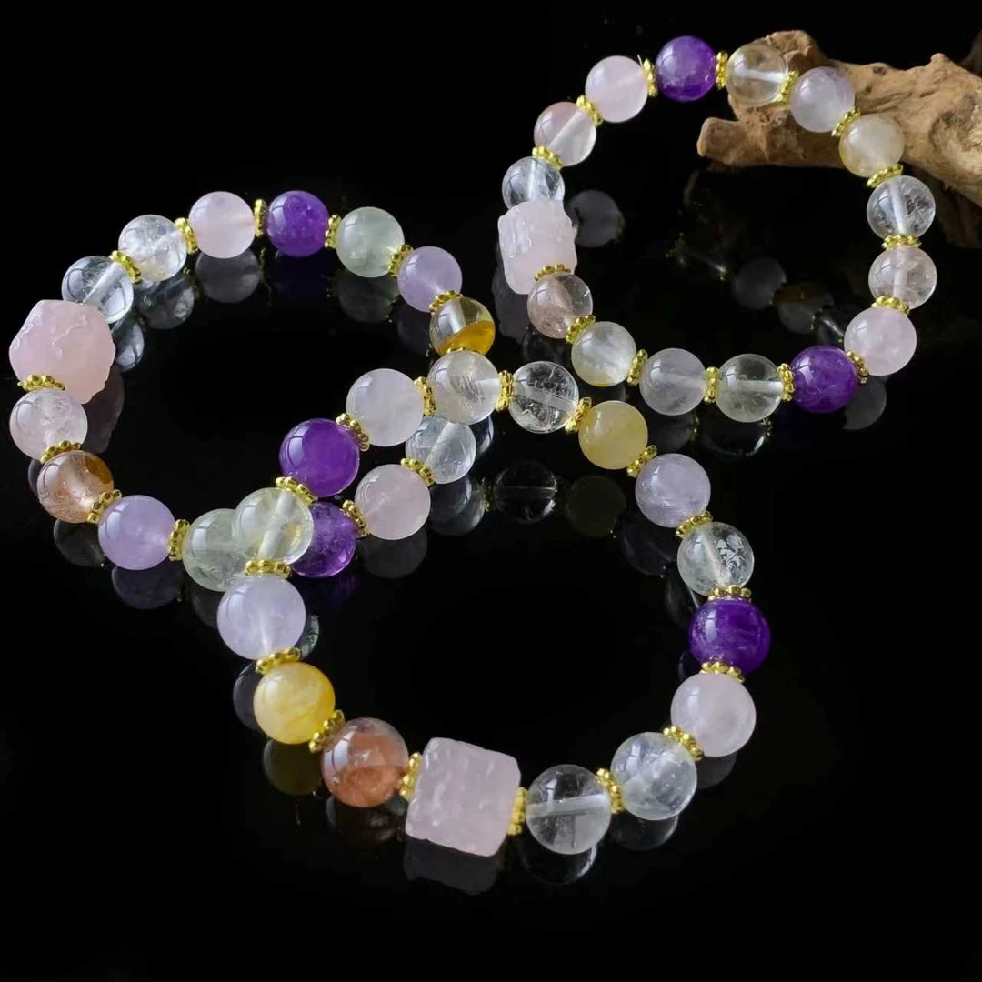 面面来财珠宝C11240卡10左右-多宝冰花芙蓉水晶手串-多样性发其一