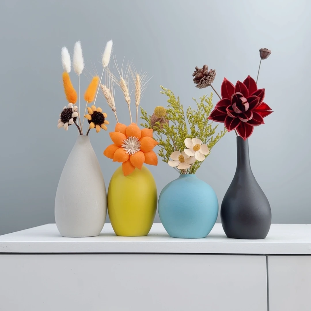 摆件陶瓷花瓶摆件含花总高约20-30cm