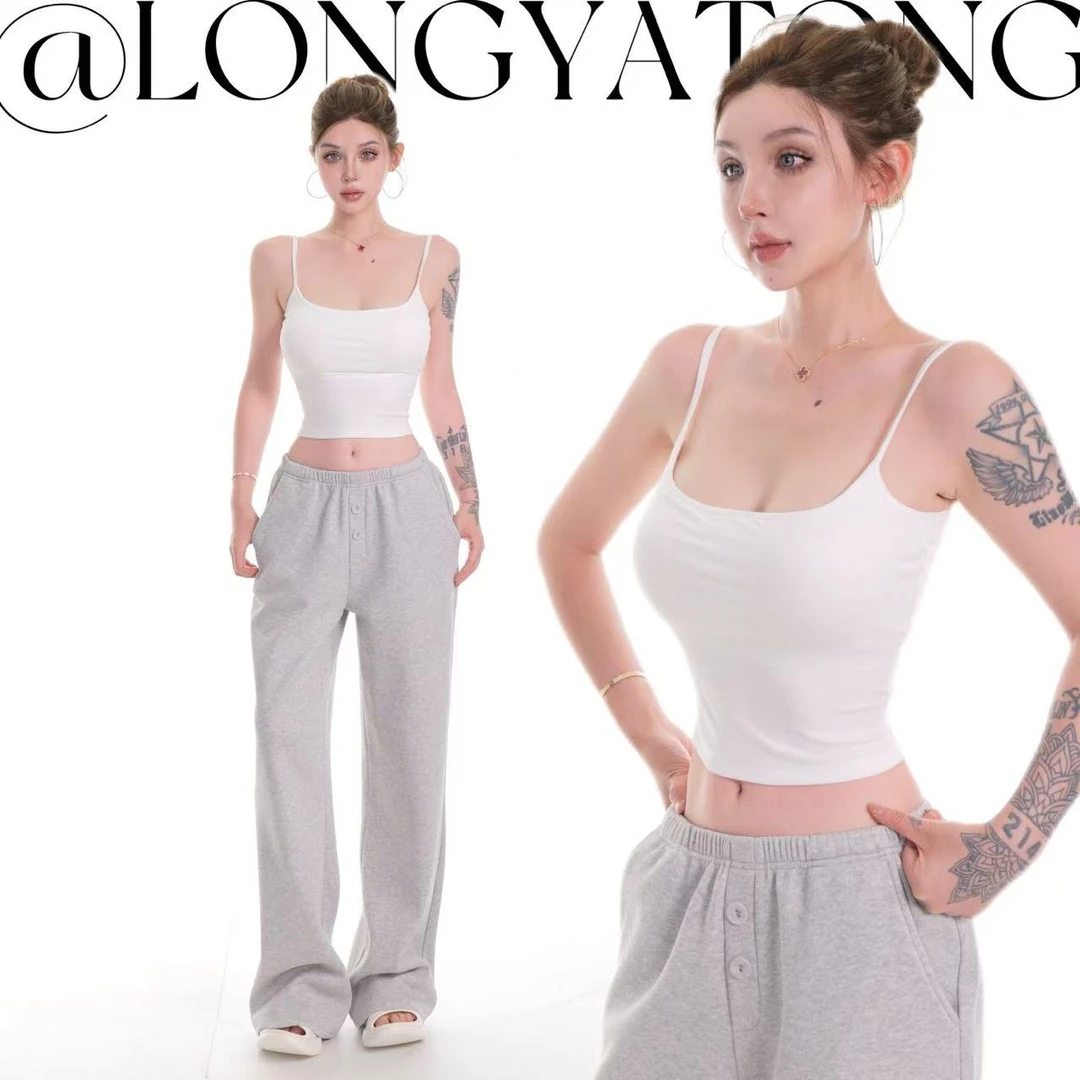 龙牙童推荐【漫画胸吊带】纯欲抹胸自带胸垫百搭吊带美背心内搭上衣