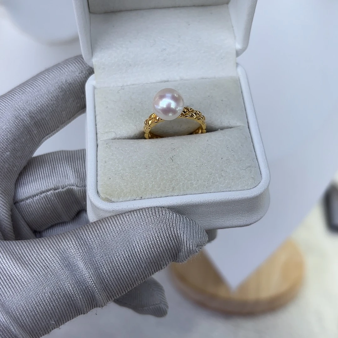 海水珍珠戒指银S925镶嵌9-9.5