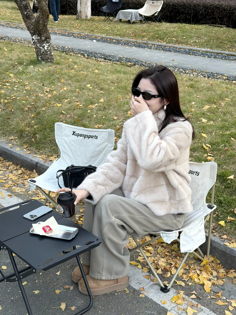 耶耶YEYE|“云朵抽刀”立领横排环保毛不臃肿切割毛毛外套