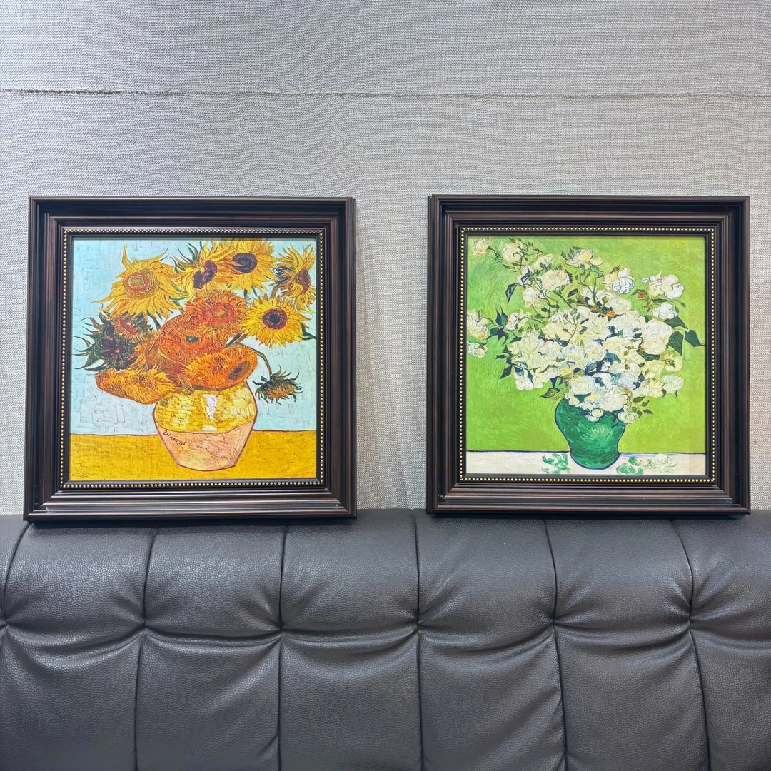 044美式复古餐厅装饰画梵高油画中古风客厅艺术挂画玄关挂画高