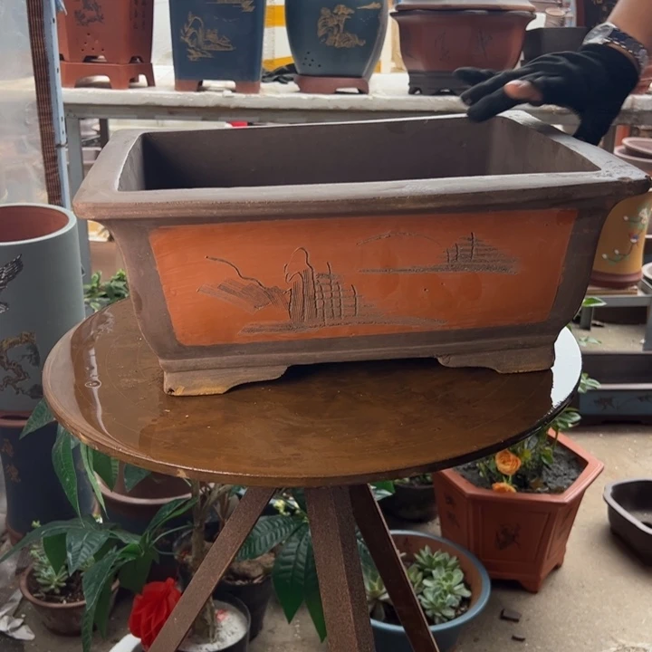 宜兴紫砂花盆40红马槽