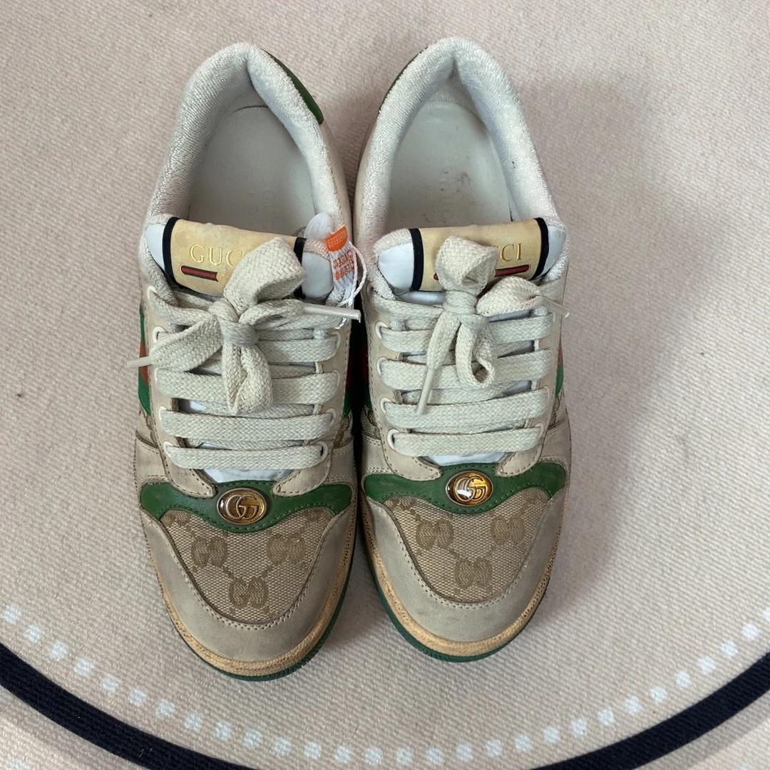 95新 GUCCI/古驰 麦殿/老花帆布平底鞋36码/250507QHY6Z03