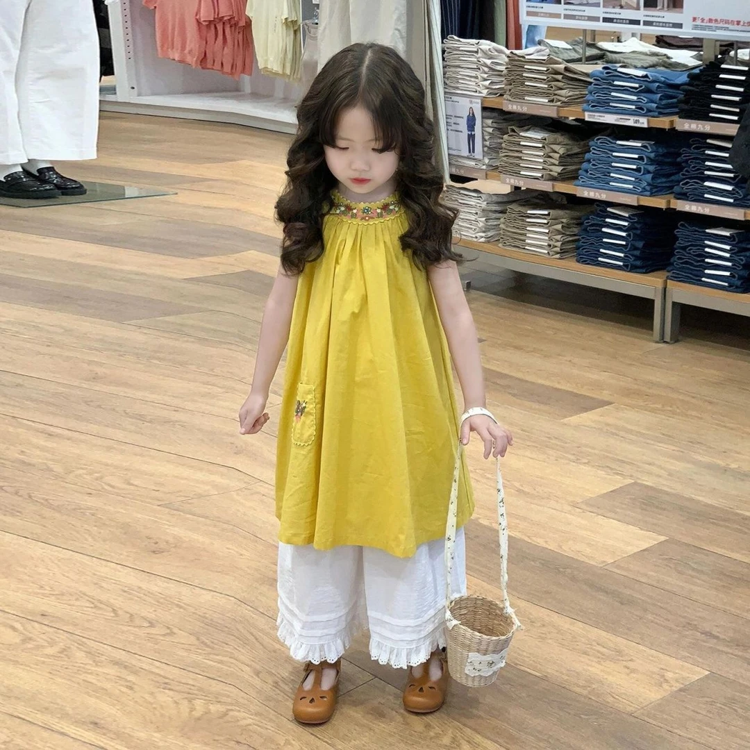 2025夏季款女童公主儿童背心连衣裙韩版洋气小女孩阔腿裤