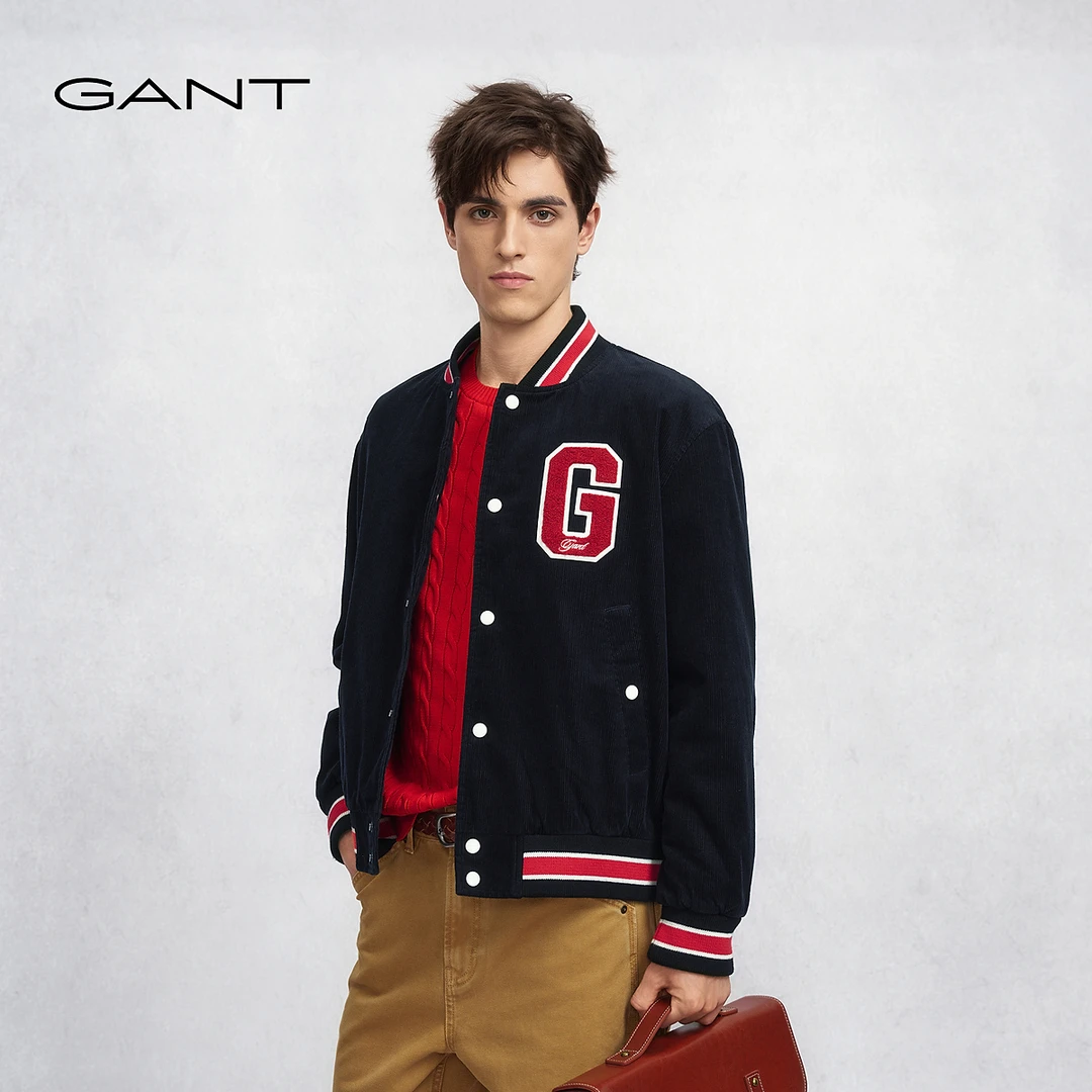 GANT/甘特25秋季新款男士纯棉复古学院风棒球领休闲棉服夹克外套