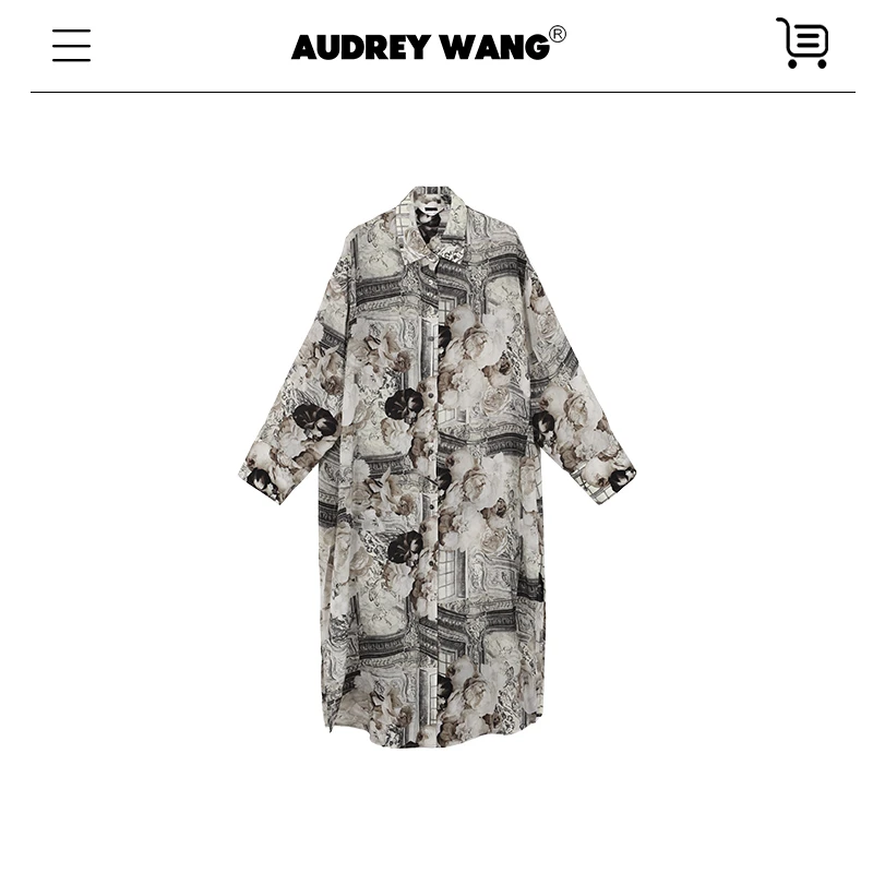 AUDREYWANG“黑白影集”慵懒感一衣多穿铜氨衬衫12054