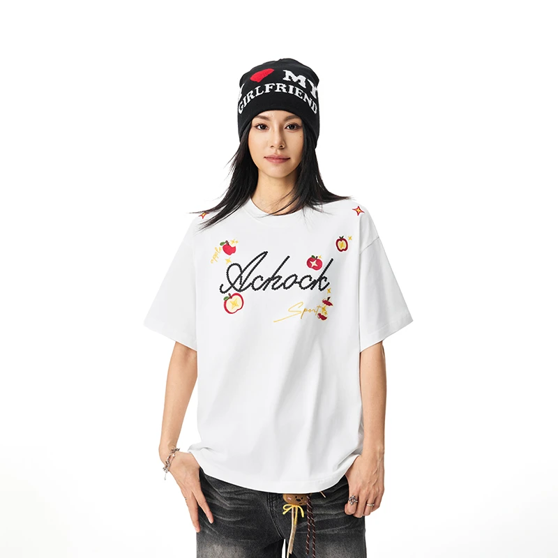 【Achock官方店】国潮原创设计logo刺绣新款短袖情侣