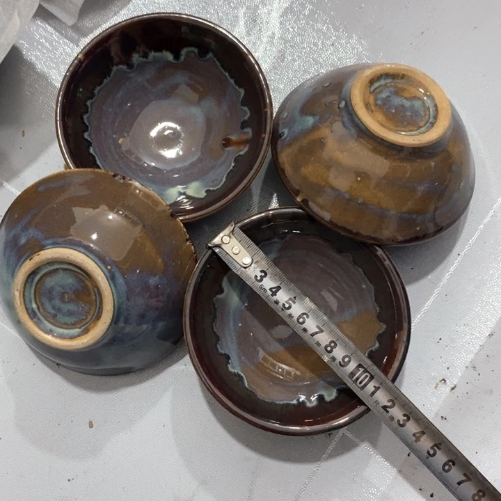 瓷片五厂窑变茶盏四个微瑕疵
