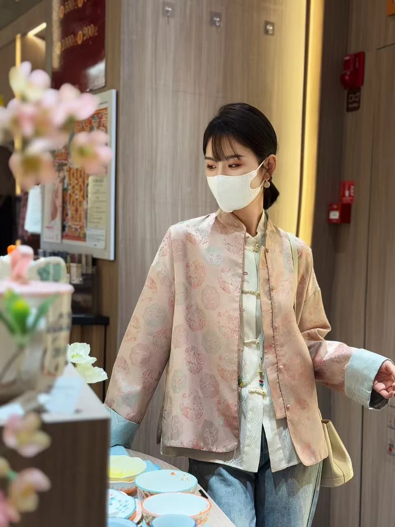 【年中福利】霓裳 新中式国风桑蚕丝双面双穿宋锦团花纹外套 3339