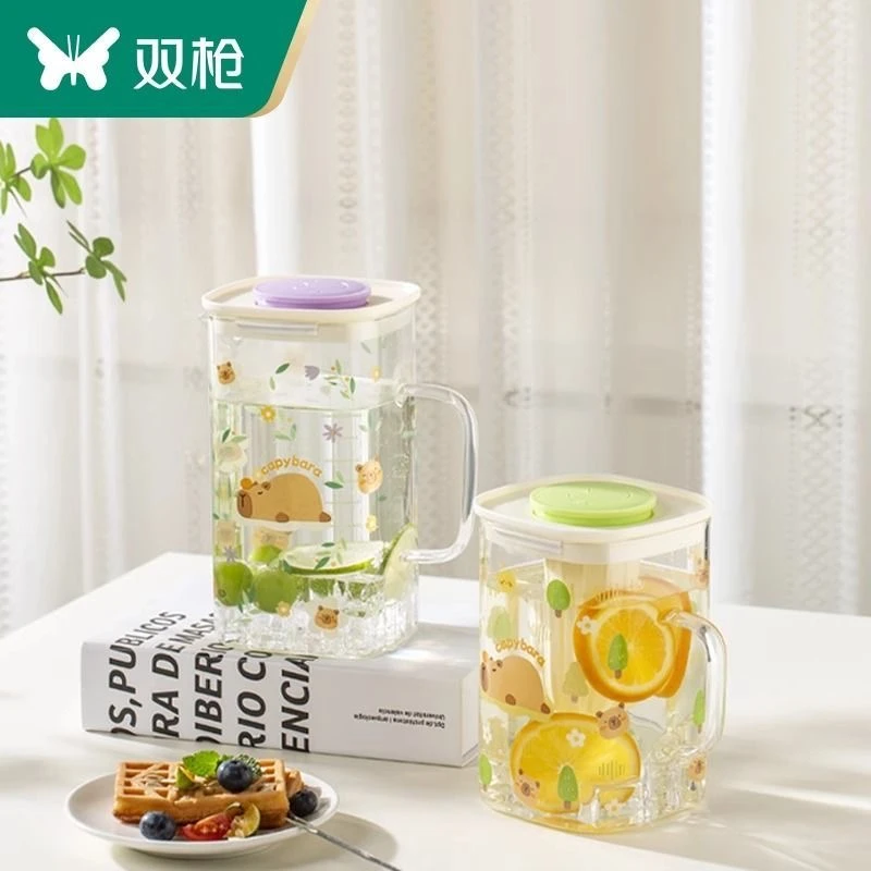 双枪卡皮巴拉玻璃冷水壶大容量泡茶壶家用水杯储水耐高温凉水壶