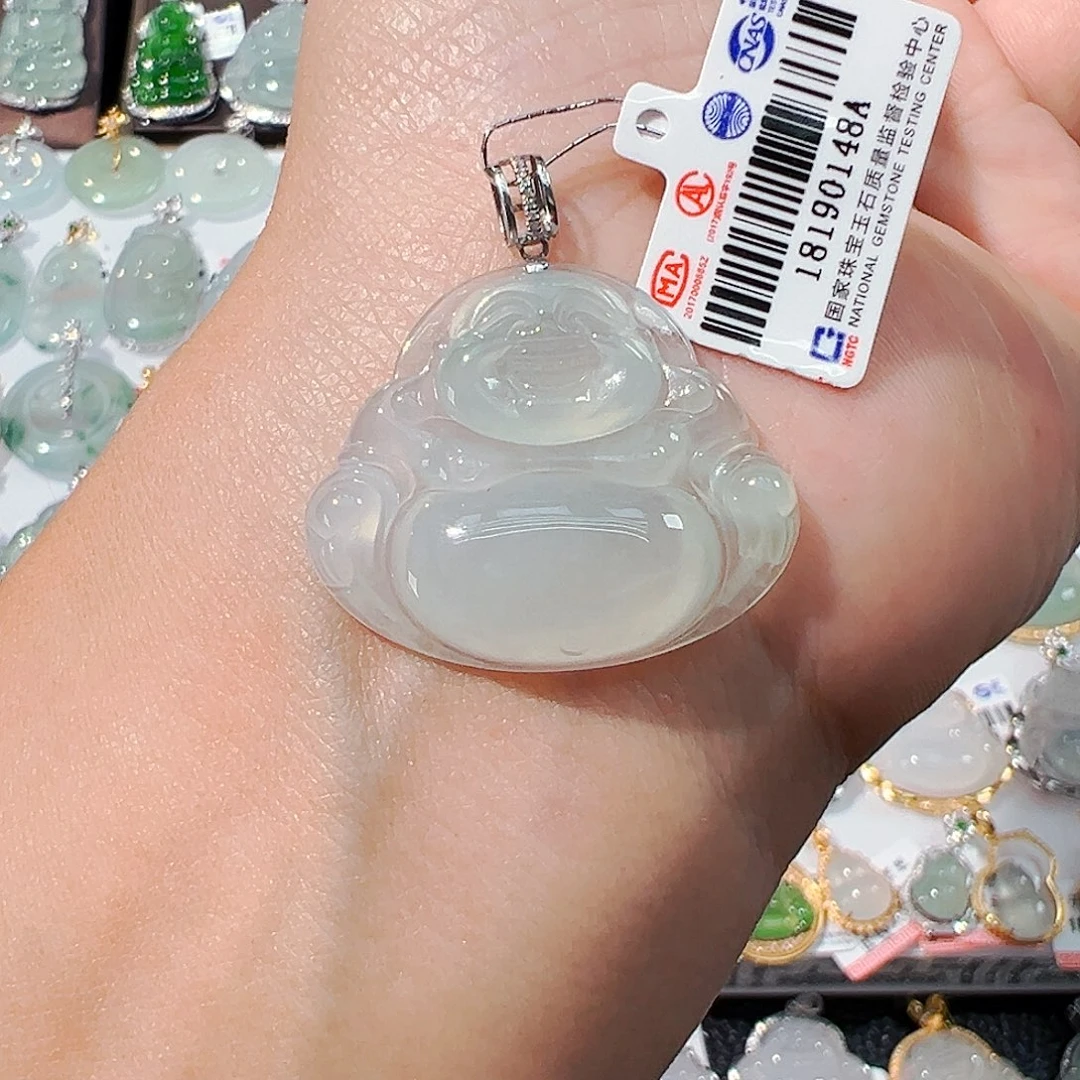 吊坠(不含链)18K金镶嵌翡翠佛公