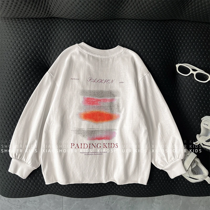 【小首尔】现货-男童长袖t恤秋中大童韩系宽松印花透气休闲WP0264