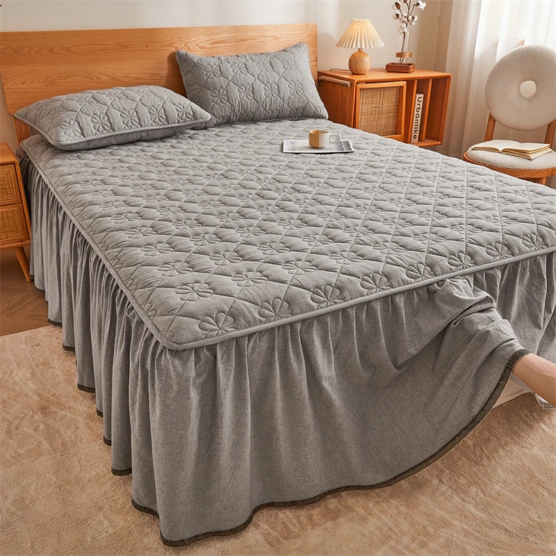 A类2025新款全棉抗菌床裙单件加高花边床席梦思床垫保护套罩防滑