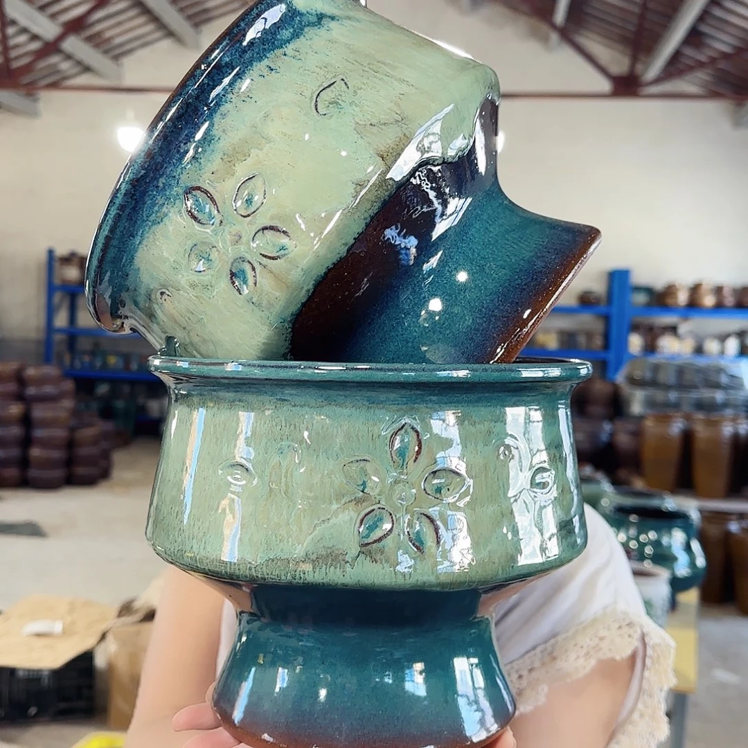 紫砂花盆高17口21