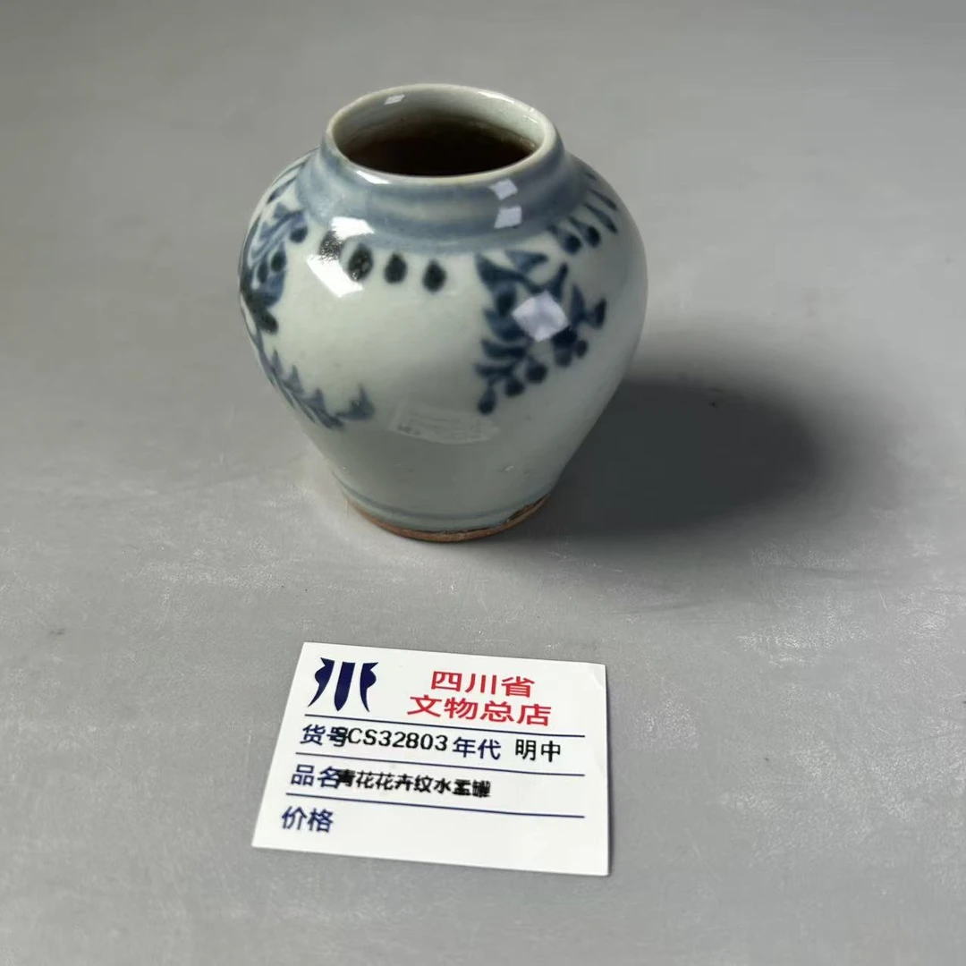 SCS32803明中青花花卉纹水盂罐
