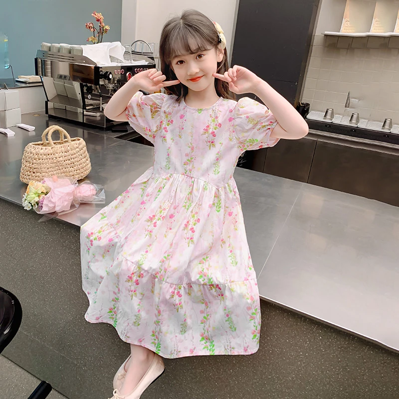 女童连衣裙夏季洋气女大童棉布碎花夏天小女孩公主裙夏装儿童裙子