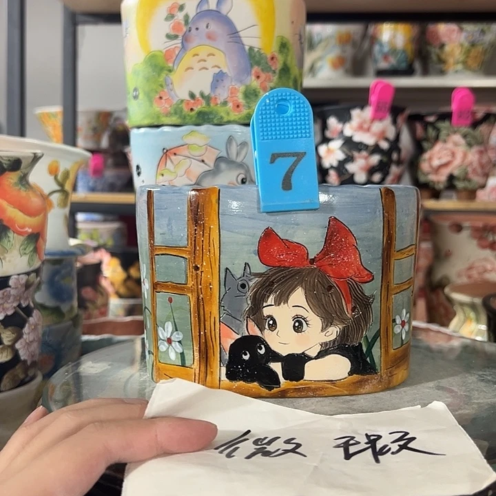 c***m景德镇幸运花盆手绘韩式花盆