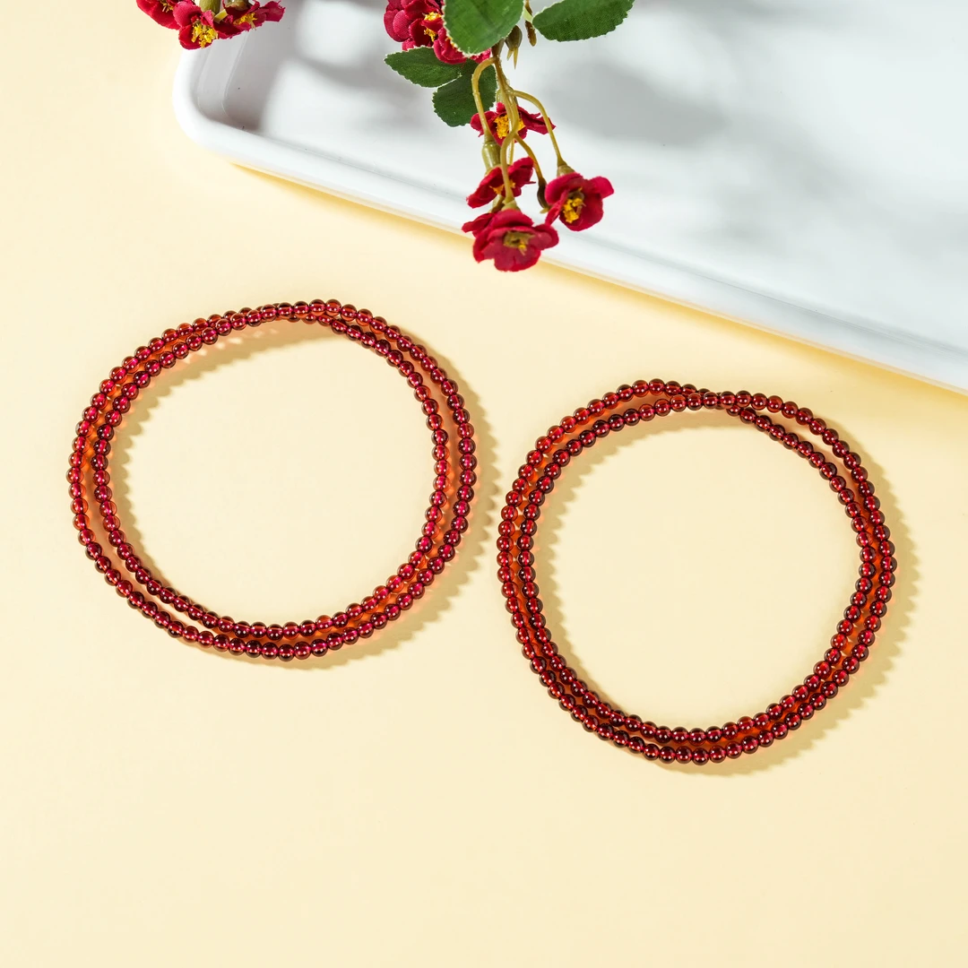 【云上叙】石榴石多圈手串-多样性发一件-4mm+-V10028-M（甄选）