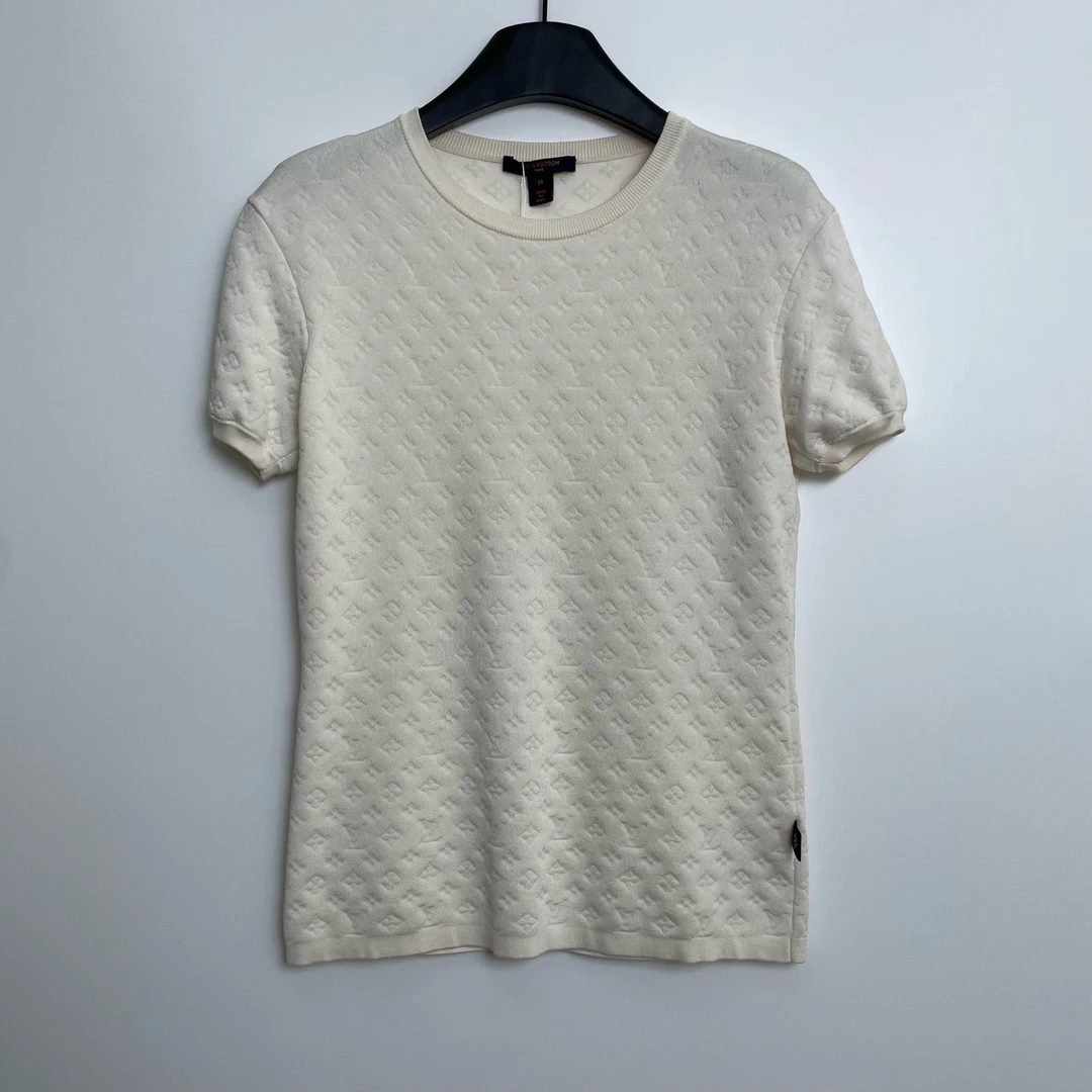 99新 LouisVuitton/路易威登 A100350/暗纹三花满印针织短袖/M码