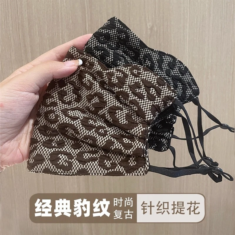 秋冬季保暖防风口罩女时尚豹纹高颜值面罩护脸加绒纯棉防寒可水洗