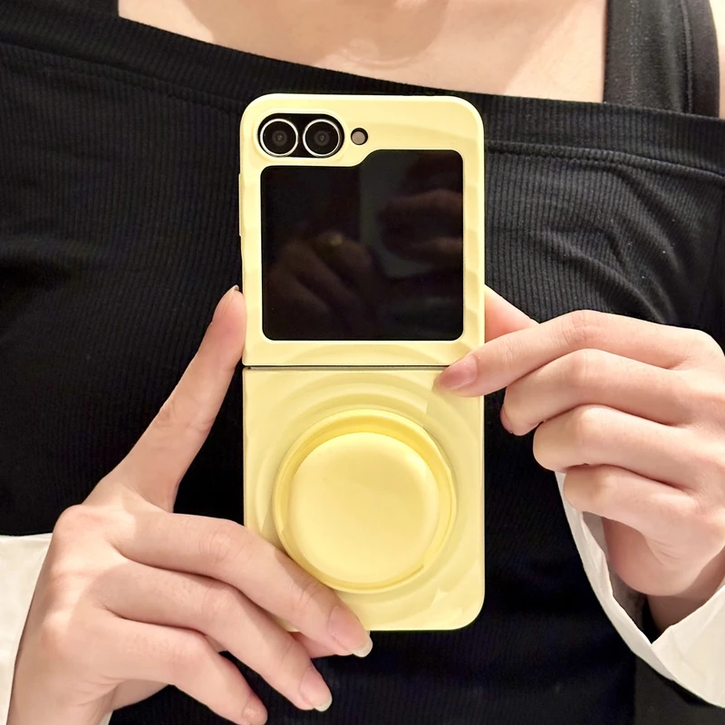 波漾黄色磁吸适用三星zflip7折叠手机壳zflip6/5支架 华为purax