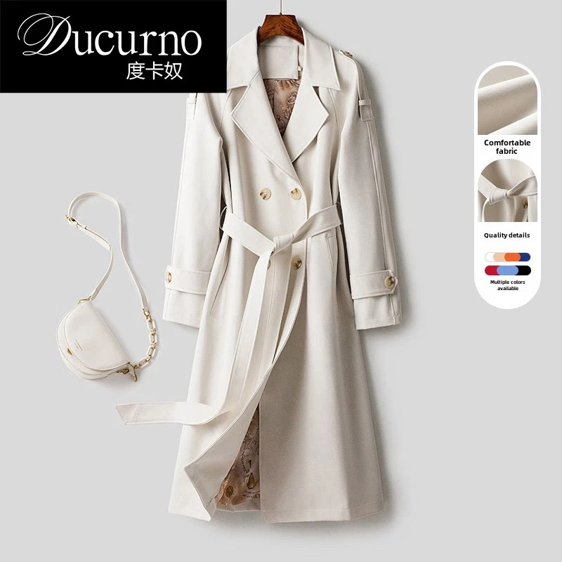 时尚白色风衣女中长款高端2025春秋新款流行百搭气质英伦风外套