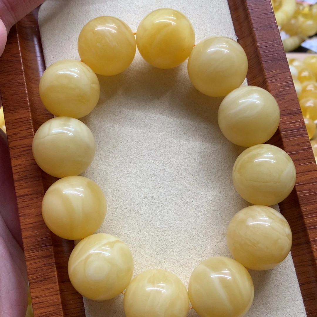 琥珀手链未镶嵌天**淡蜜蜡