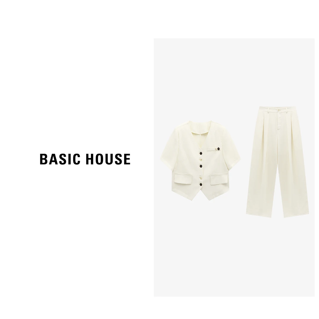 Basic House/百家好夏季新款韩版设计双色扣西装套装-B0625B5BOR2