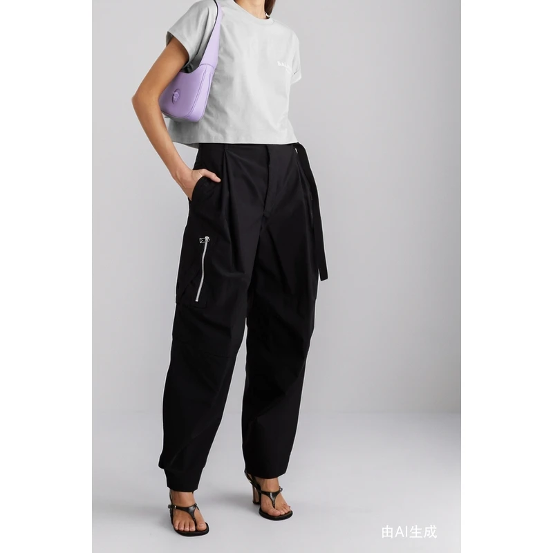 BALMAIN夏季女植绒棉质平纹布短款T恤