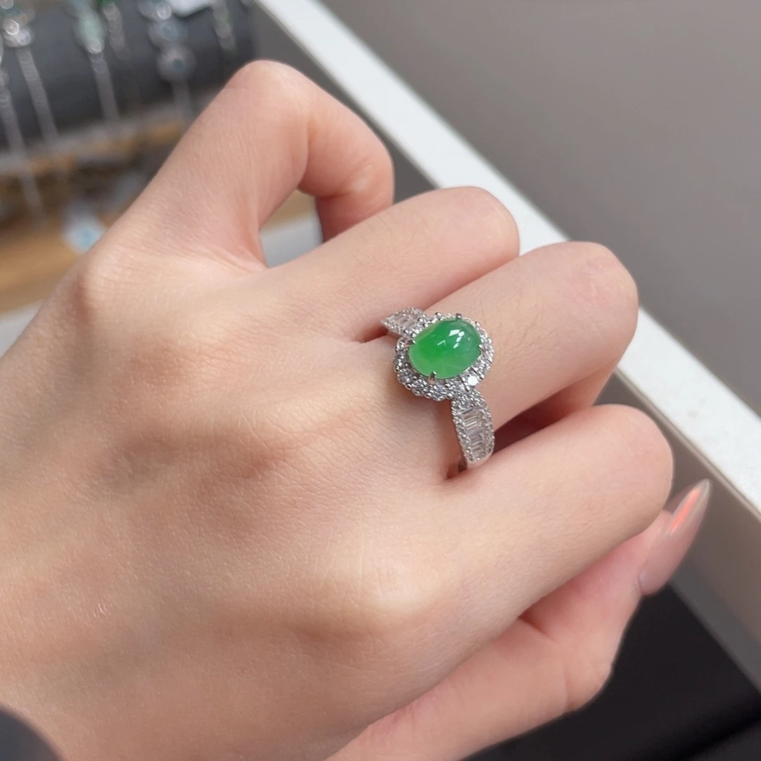 银S925镶嵌戒指翡翠73699