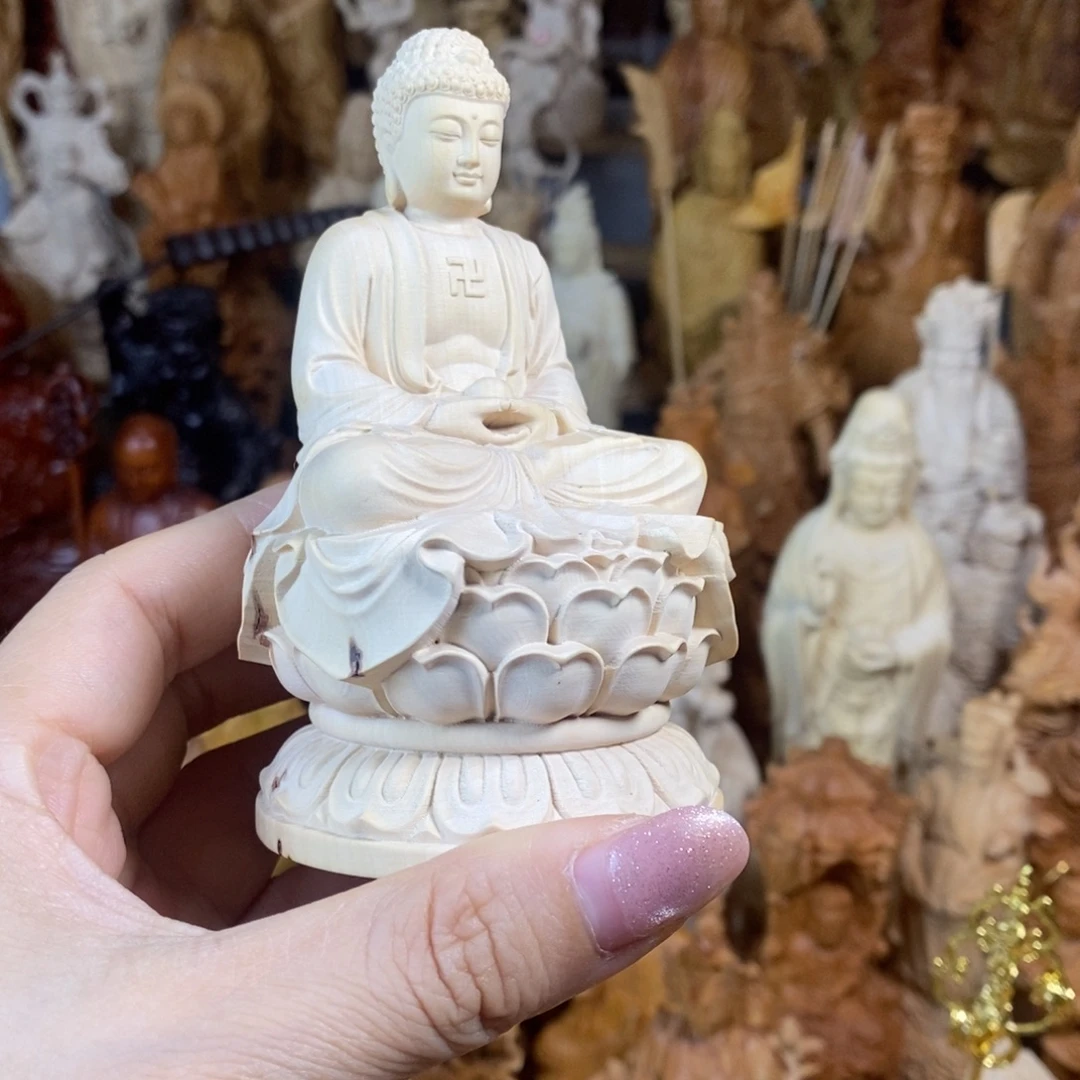 木黄杨木10高阿弥陀佛瑕疵