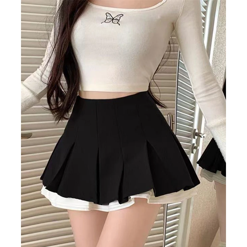 2025新款百搭短裙女蛋糕裙高腰百褶裙裤a字女装显瘦半身裙子2952