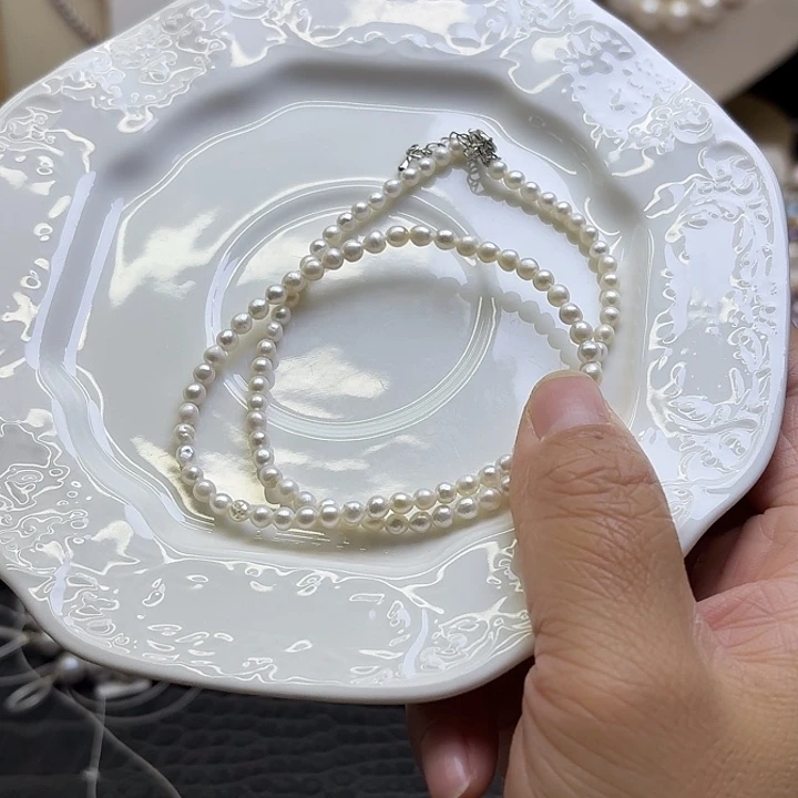 淡水珍珠银S925镶嵌颈饰