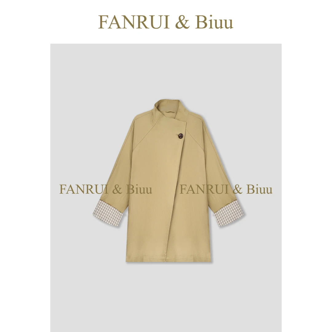 FANRUI/泛芮 「贝贝biuu」立领复古时髦系带收腰显瘦风衣外套B17360