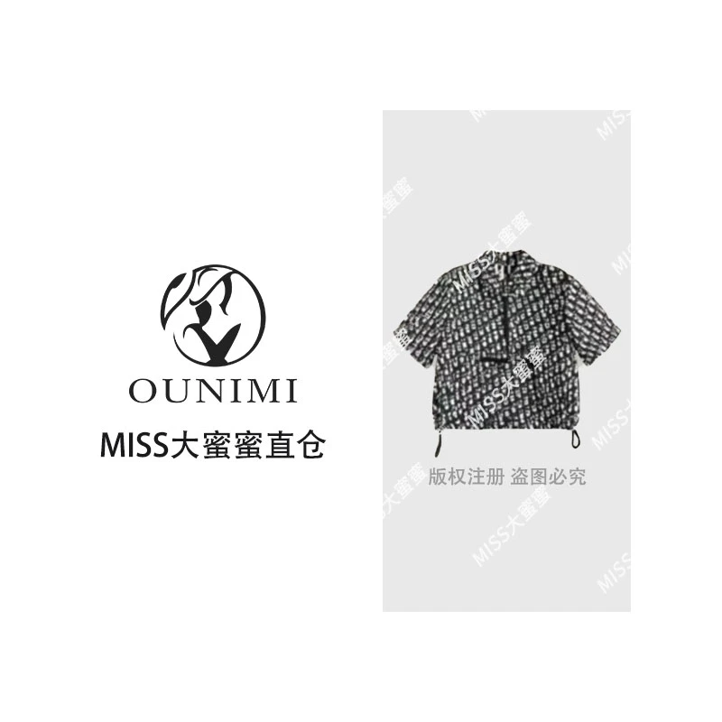 欧倪蜜 OUNIMI 夏季新款时尚百搭满印设计短袖夹克外套Y-535