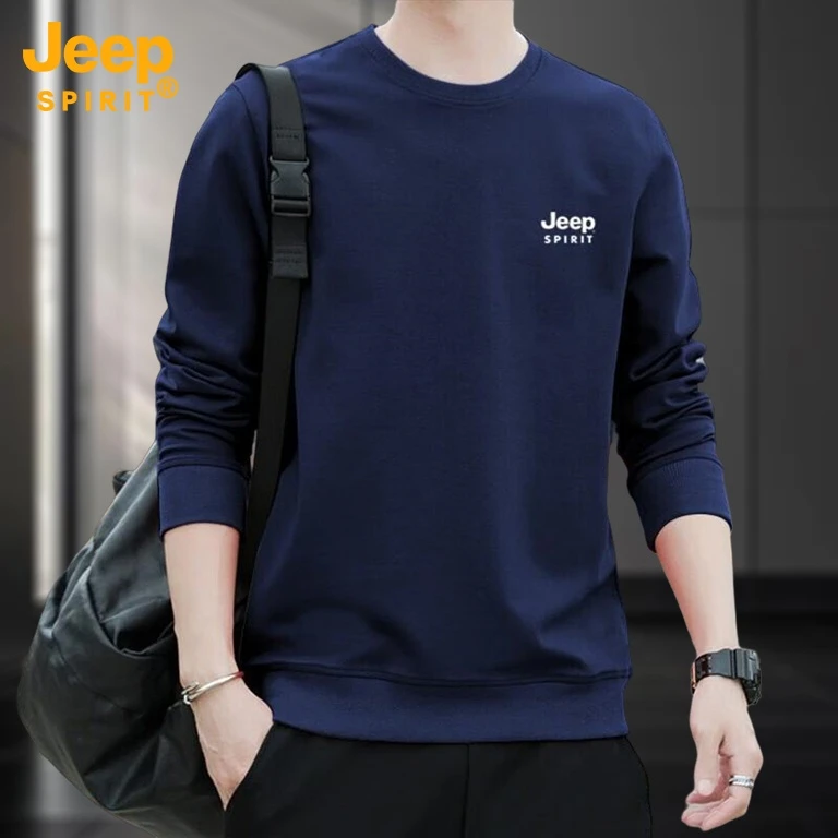 JEEP吉普春秋季卫衣男新款圆领男上衣长袖T恤套头时尚休闲打底衫