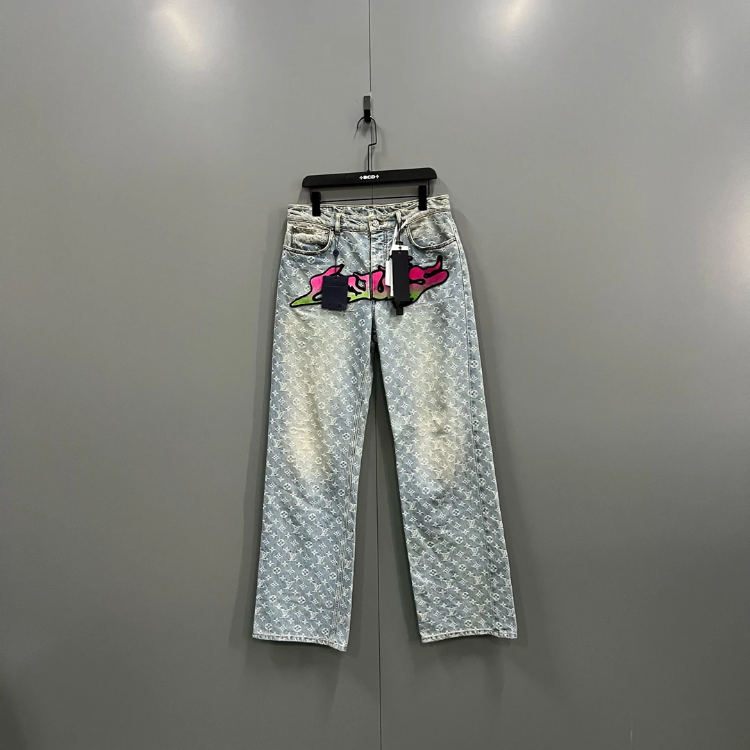 未使用 LouisVuitton/路易威登 ab107 018094 涂鸦牛仔裤 30码
