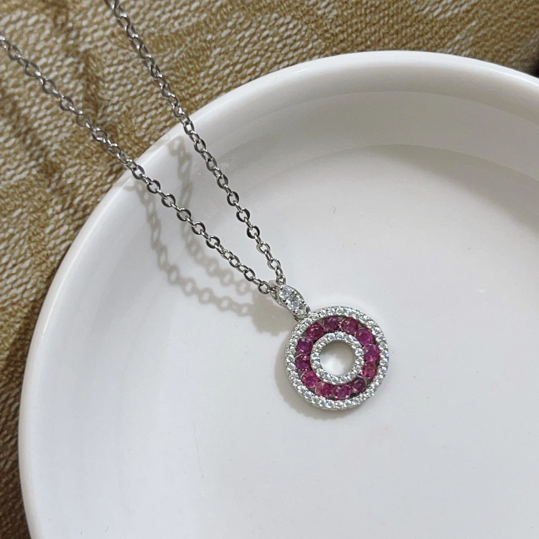 天然红宝石甜甜圈吊坠温婉可人带基地质检证书