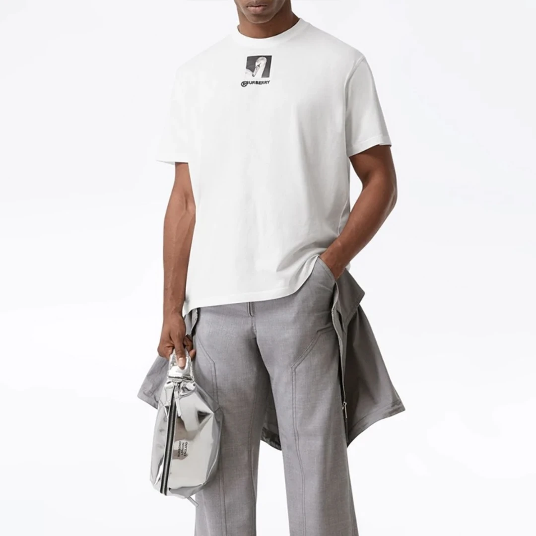 全新未使用 BURBERRY/博柏利 4216/白色Logo印花短袖/XXXL码