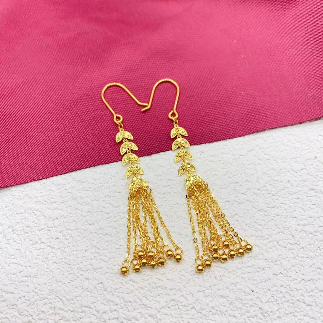 【木韵阁】足金999 5G黄金提溜鱼鳞叶子耳钩时尚百搭气质精致 5.54